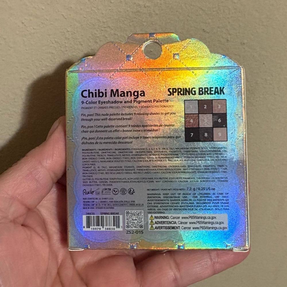 Chibi Manga Spring Break 9-Color Eyeshadow Palette - Brand New Factory Sealed.